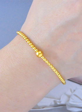 2025新款沙金小金珠镀24K金色手链福气转运珠手串生日礼物送女友