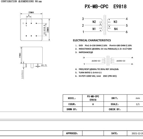 进口坡莫合金音频变压器非平衡转平衡音频隔离器1比1隔离牛E9818_虎窝淘