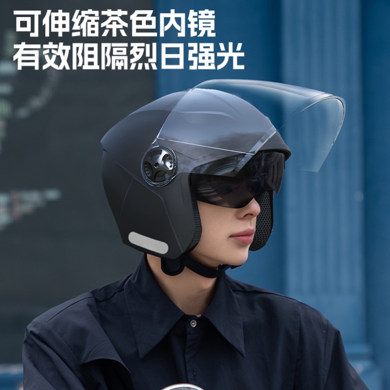 新国标3C认证电动车头盔男女生四季通用双镜设计坚固耐摔安全帽 - 图1