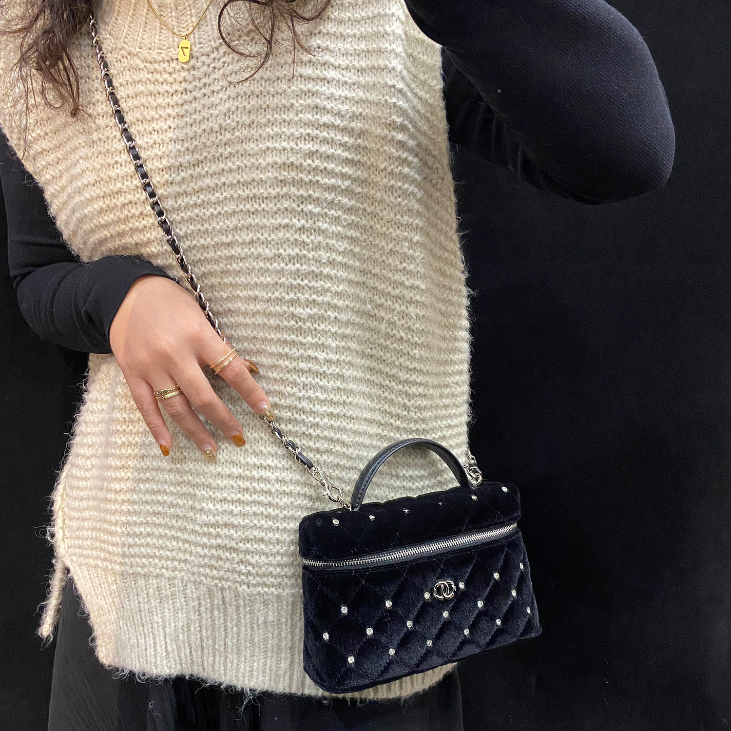 丝绒包包小香风盒子包2025新款小方包25K满天星手提包lp化妆包女,淘宝优惠券,粉丝福利购,淘宝优惠卷