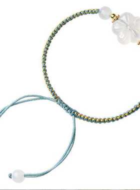 梅花编织手绳天然白玛瑙中国风