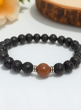 天然星空火山石手链男女情侣款