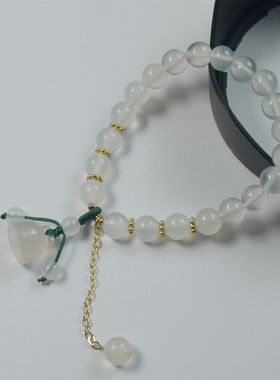 袅雪女白玉髓原创设计手链