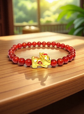 天然红玛瑙貔貅男女手串