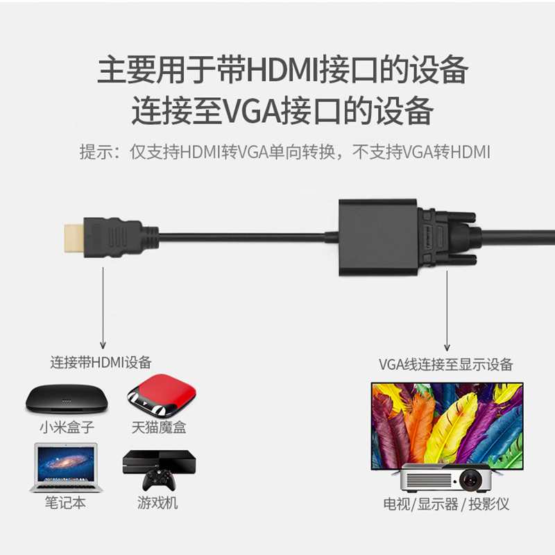 hdmi转vga接头电脑主机笔记本转换显示器机顶盒投影仪电视连接线P