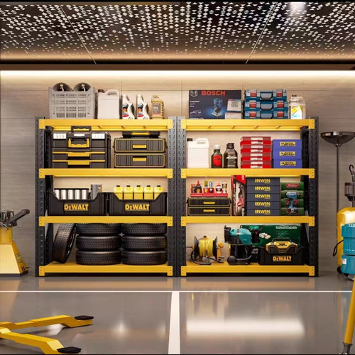 新疆乌鲁木齐黑黄色仓库货架置物架多层家用快递车库收纳储物架子 - 图2