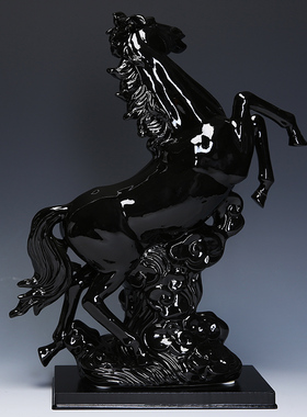 黑色陶瓷马十二生肖摆件