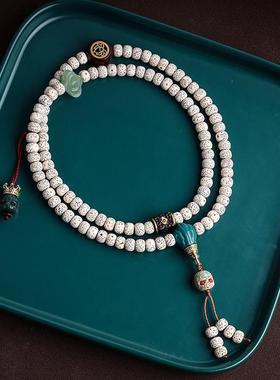 海南星月菩提子多宝珠108颗佛珠手串风化菩提根阿呆民族风手链男