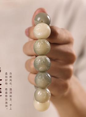 原创风化菩提根渐变手串雕刻多表情哆啦A梦机器猫表情包单圈手串