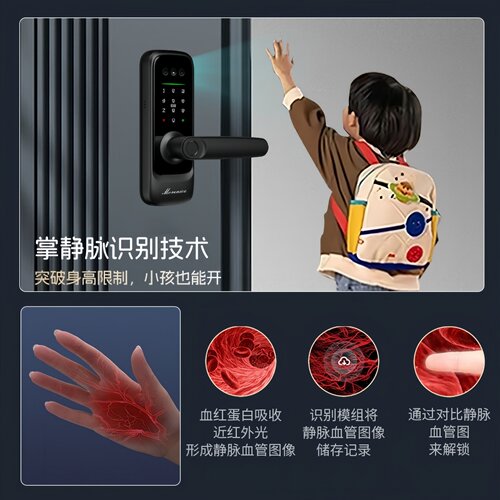 室内木门3D人脸识别智能锁家用指纹锁办公室密码锁球形锁免开孔 - 图1