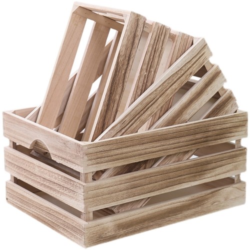 实木储物收纳筐木条箱子装饰道具木框箱水果木框超市陈列木箱定制 - 图3