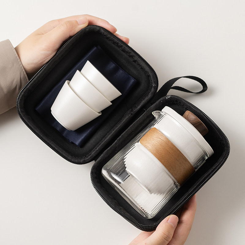 玻璃旅行茶具套装简约泡茶壶一人单人户外便携快客杯陶瓷功夫茶具,淘宝优惠券,粉丝福利购,淘宝优惠卷