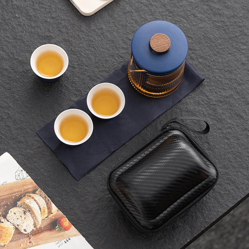 玻璃旅行茶具便携式快客杯户外个人专用随身包套装功夫茶杯泡茶壶,淘宝优惠券,粉丝福利购,淘宝优惠卷