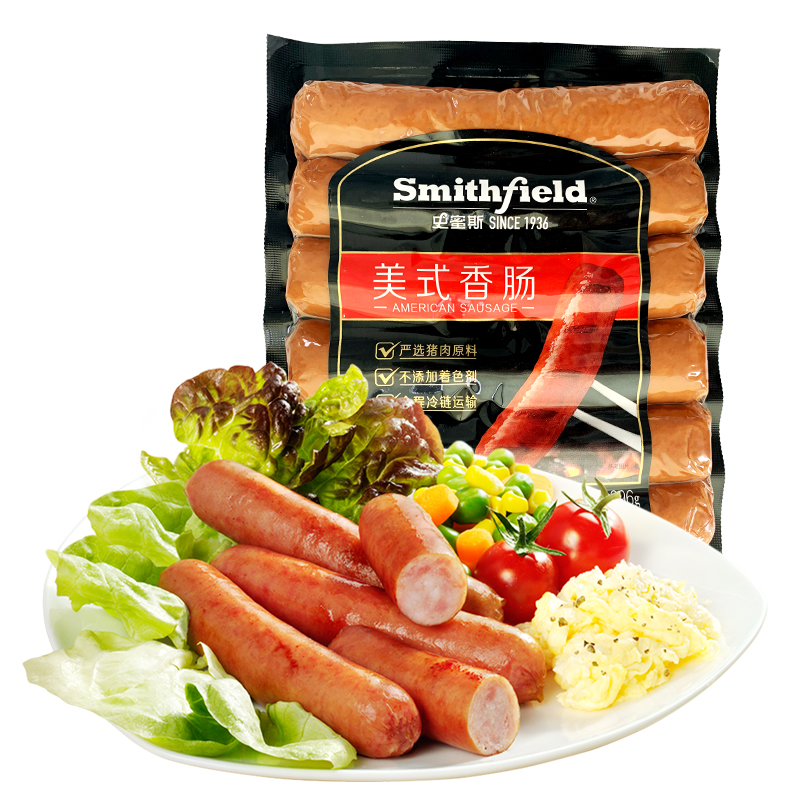 smithfield美式香肠396*3 披萨热狗香肠火腿肠烧烤肠食品囤货囤货 - 图0