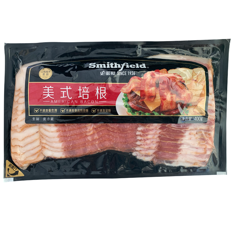 Smithfield史蜜斯美式培根原切早餐烧烤手抓饼培根肉400g*5袋囤货-图3