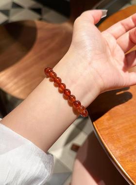 橙红石榴石手链女水晶手串