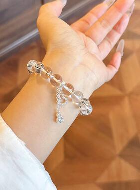 原创天然白水晶手链女款