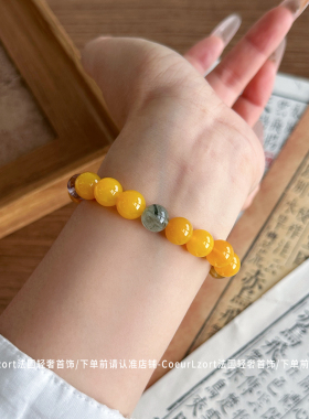 黄玛瑙手链女水晶天然宝石佛珠