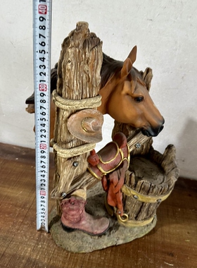 外贸样品美式复古西部牧场马头树脂摆件复古牧马工艺品马摆件