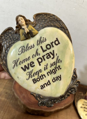 孤品外贸vintage天使爱心摆件 家居装饰品