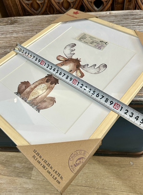外贸样品卡通驼鹿装饰画水彩风麋鹿儿童房挂画森林动物童趣挂画