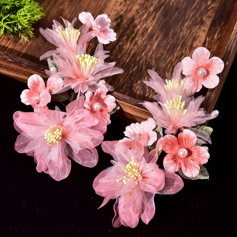 古风汉服小桃子绒花粉色发夹仙桃甜美古代配饰毛绒发夹流苏百搭,淘宝优惠券,粉丝福利购,淘宝优惠卷