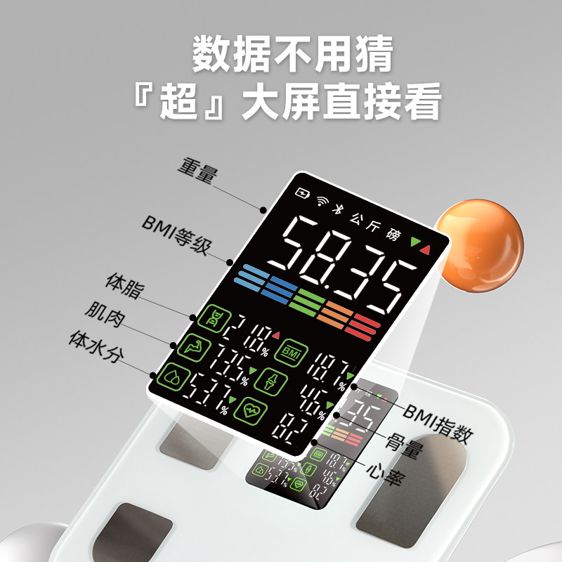 云康宝智能体脂秤减肥专用电子称体重秤家用精准充电体重计cs20e