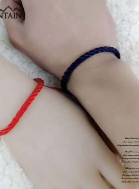 手工编织时尚幸运小红绳手链女男情侣学生韩版简约黑色许愿红手绳