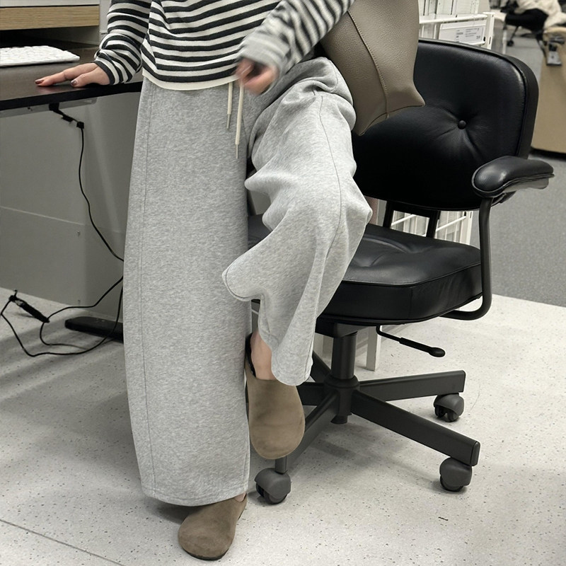 灰色九分阔腿弯刀卫裤女秋冬大码胖mm显瘦小个子休闲运动梧桐裤子,淘宝优惠券,粉丝福利购,淘宝优惠卷