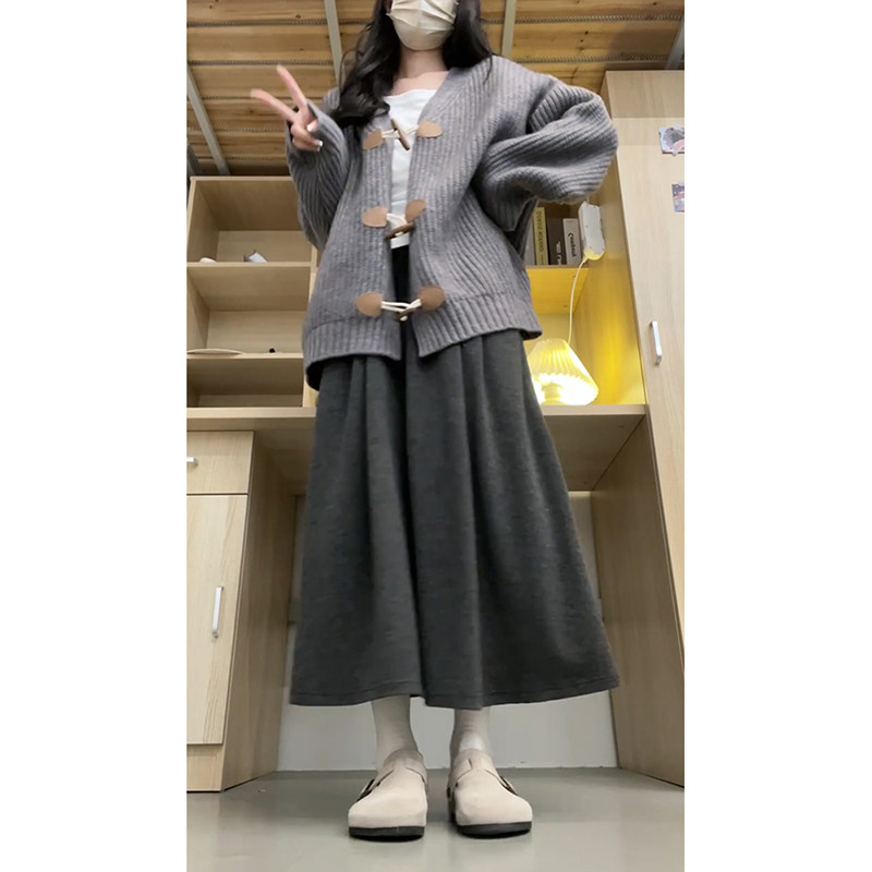 秋冬灰色糯米裙女款胖mm大码垂感a字半身裙梨型身材遮胯显瘦长裙,淘宝优惠券,粉丝福利购,淘宝优惠卷