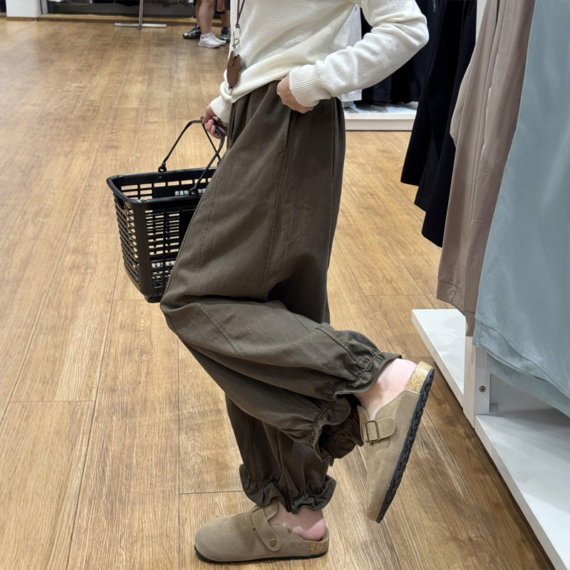 咖色小个子九分花苞休闲裤子女秋装大码胖mm显瘦木耳边阔腿灯笼裤,淘宝优惠券,粉丝福利购,淘宝优惠卷