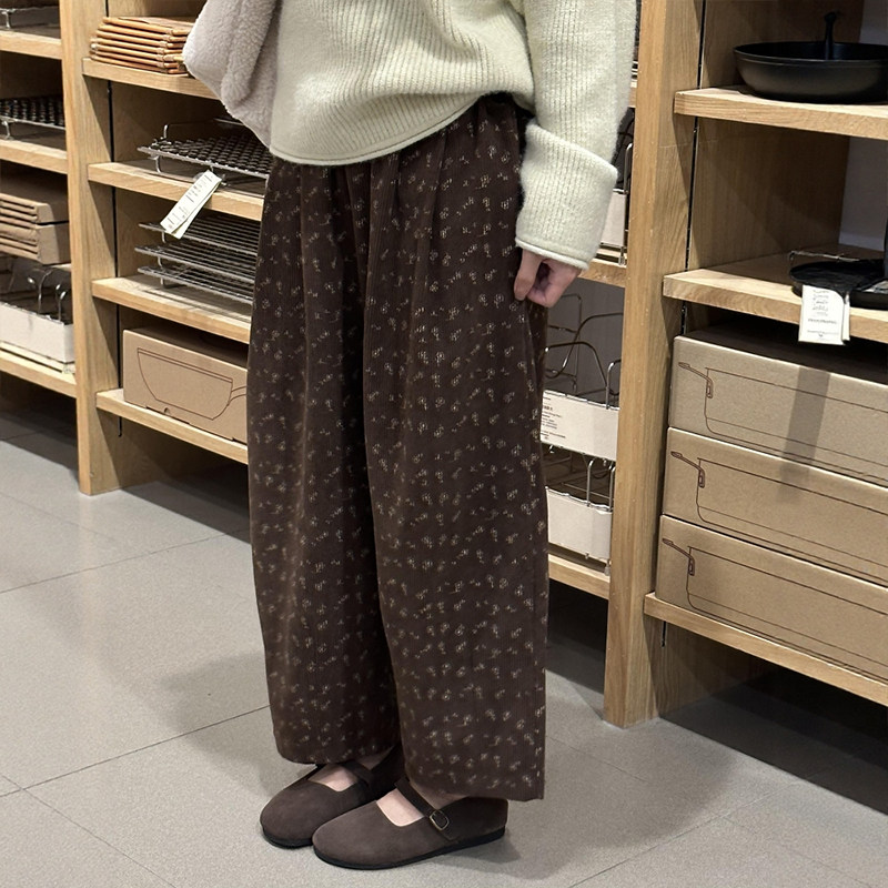 美拉德小个子碎花九分裤子女款大码胖mm显瘦休闲灯芯绒阔腿气球裤,淘宝优惠券,粉丝福利购,淘宝优惠卷
