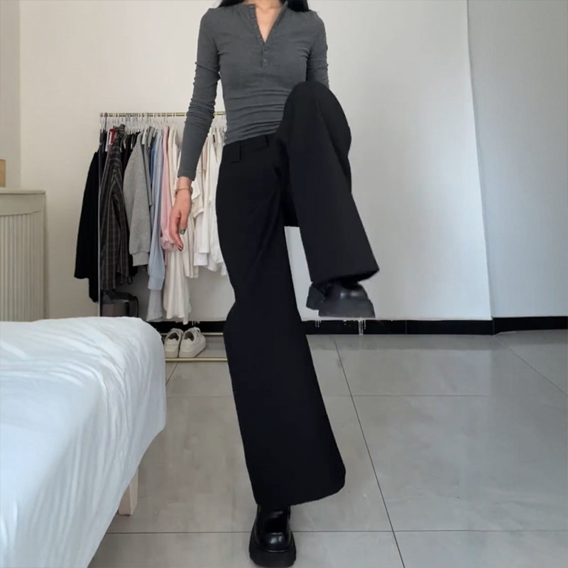 梨形身材黑色西装阔腿裤女秋季大码胖mm遮肉显瘦休闲直筒拖地长裤,淘宝优惠券,粉丝福利购,淘宝优惠卷