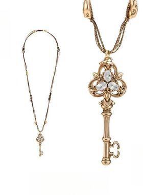 钥匙系列 爱心锁芯系列钥匙串珠编绳小众个性设计项链毛衣链女款