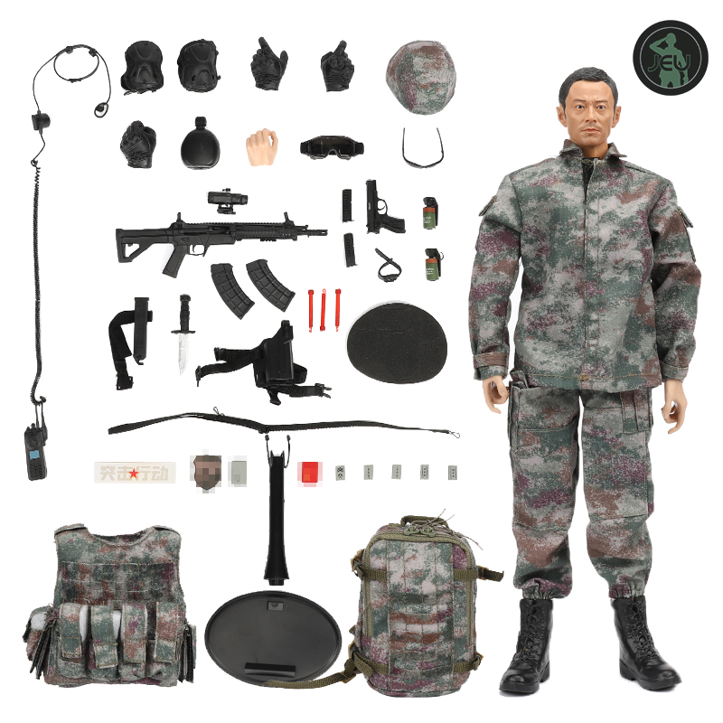 JEU1/6兵人模型套装防暴突击战士特种部队人偶 关节可动手办军事 - 图3