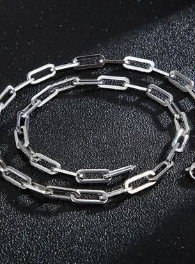 粗链条钛钢项链男女ins嘻哈短款素毛衣链回形针简约锁骨链不掉色