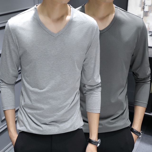 Men's long-sleeved T-shirts, trendy V-neck body Autumn Clothes