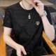 ຜູ້ຊາຍ Ice Silk Short Sleeve Summer New Round Neck T-shirt Half Sleeve Slim Casual Jacquard Breathable Top T Work Wear