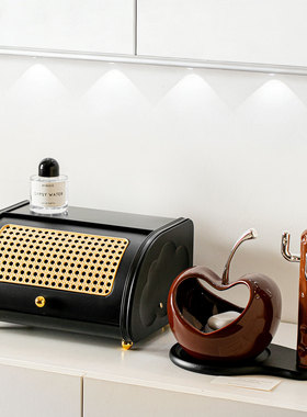 复古美拉德藤编盒玄关钥匙架果盘