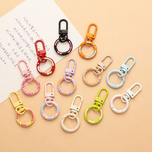 糖果色弹簧扣甜甜圈+门扣DIY材料钥匙扣环包包玩偶挂件创意小挂饰 - 图1