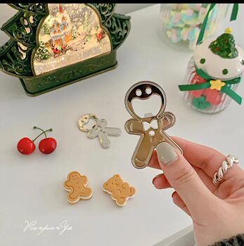 Creative gingerbread man bottle opener stainless steel wine beer starter soda drink lid opening artifact magnetic ຕູ້ເຢັນແມ່ເຫຼັກ