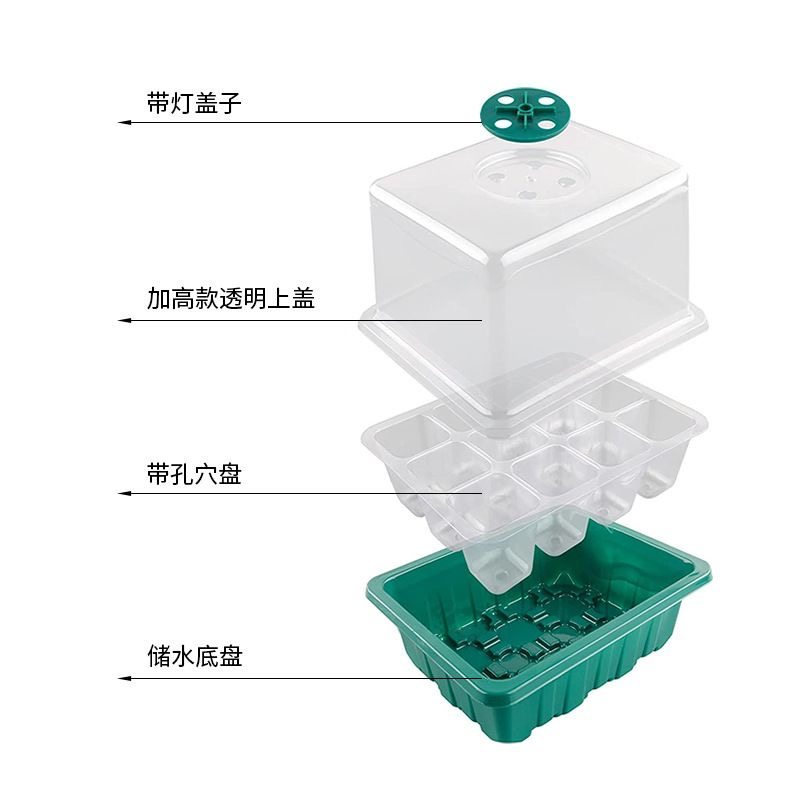 多肉叶插育苗盆三件套培养播种盒保湿温育苗盘12孔塑料育苗盒盖,淘宝优惠券,粉丝福利购,淘宝优惠卷