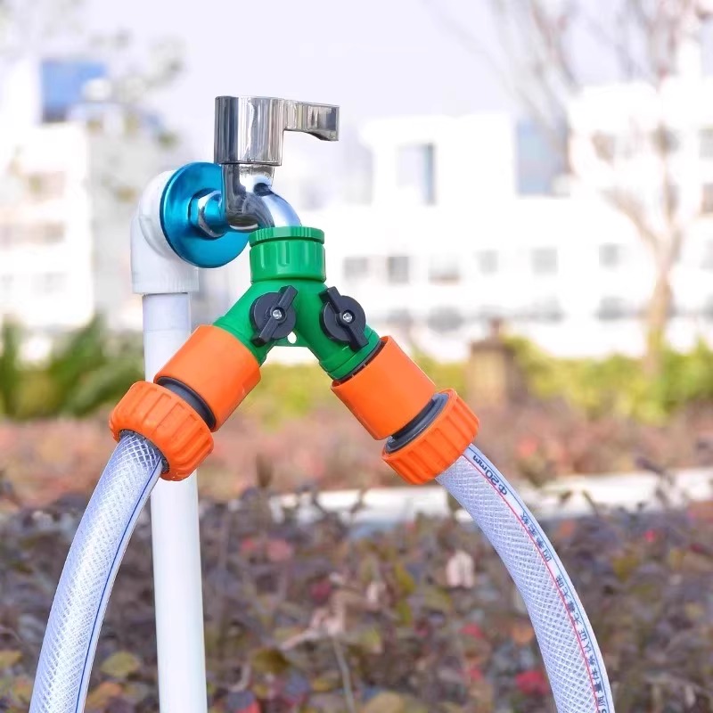 园林花园塑料绿色4分6分内牙奶嘴分流器一分二外丝水龙头分水接头 - 图2