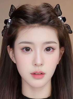 黑色蕾丝兔耳朵抓夹女刘海发夹女2026新款前额侧边公主头发卡头饰