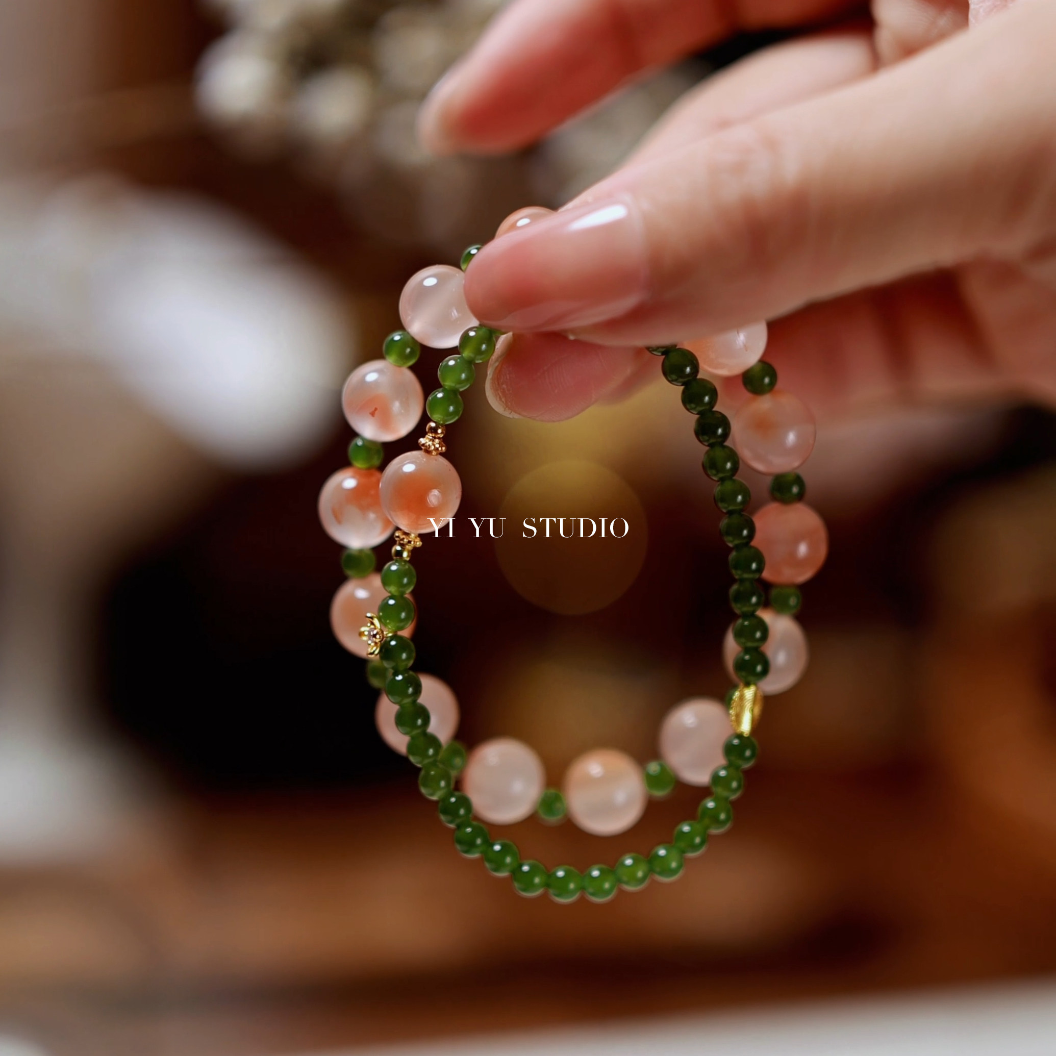 天然冰飘南红碧玉菠菜绿女款原创新中式红绿水晶手串925银镀金,淘宝优惠券,粉丝福利购,淘宝优惠卷