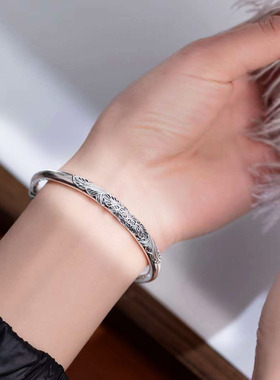 掐丝女纯银纯手工制作手镯足银