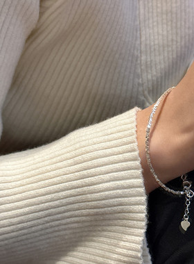 夏尼S925纯银韩版碎银子项链简约异形小石头手链