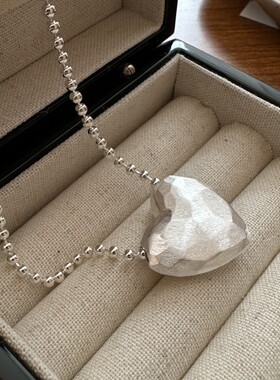 韩版爱心磨砂项链夏尼S925纯银