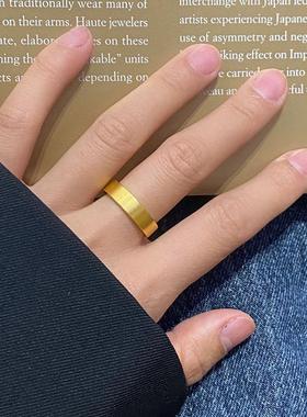 钛钢戒指宽面哑光古法