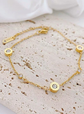 不掉色罗马数字镶钻轻奢手链